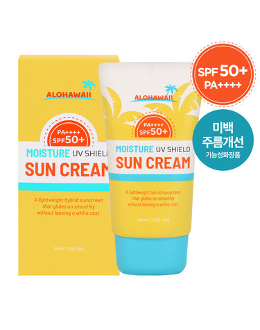 (무료배송)알로하와이 UV쉴드 모이스처 선크림 60ml SPF50+ PA++++ /혼합자차