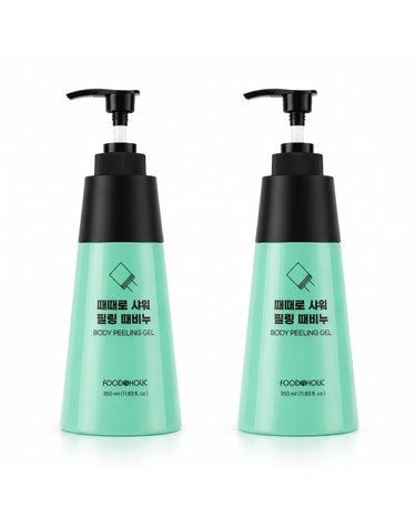 (1 + 1 무료배송)푸드어홀릭 때때로 샤워 필링 때비누 350ml 펌프형 젤타입