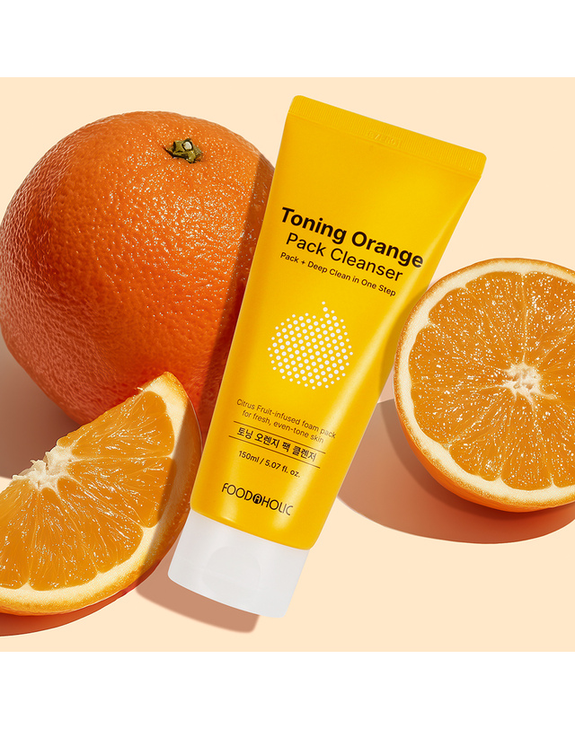 푸드어홀릭 (3개)푸드어홀릭 토닝 오렌지 팩 클렌저 150ml /클렌징폼 워시오프팩 착용컷