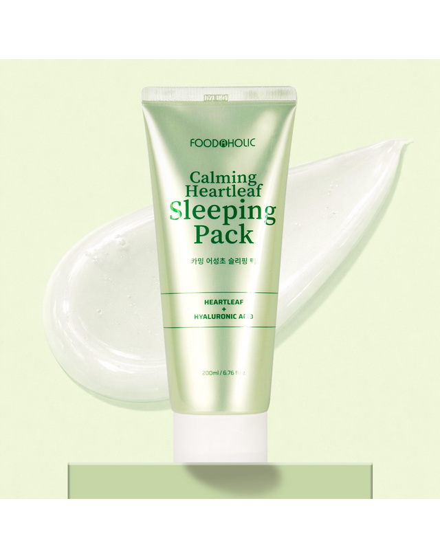 푸드어홀릭 (1+1)푸드어홀릭 카밍 어성초 슬리핑 팩 200ml /수분크림 수면팩 물광 착용컷