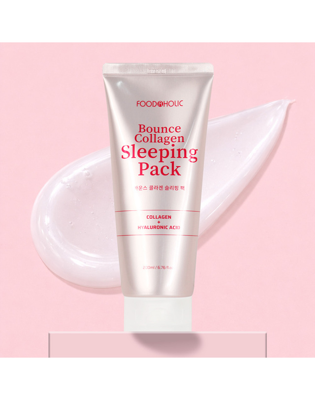 푸드어홀릭 (1+1)푸드어홀릭 바운스 콜라겐 슬리핑 팩 200ml /수분크림 수면팩 물광 착용컷