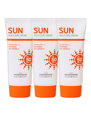 (3개)푸드어홀릭 멀티 선크림 70ml SPF50 PA+++ /백탁없는 혼합자차 썬크림 선블록 자외선차단제