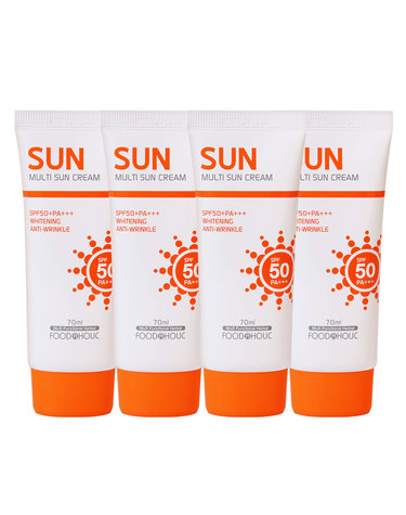 (4개)푸드어홀릭 멀티 선크림 70ml SPF50 PA+++ /백탁없는 혼합자차 썬크림 선블록 자외선차단제