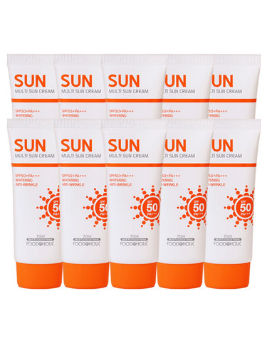 (10개)푸드어홀릭 멀티 선크림 70ml SPF50 PA+++ /백탁없는 혼합자차 썬크림 선블록 자외선차단제