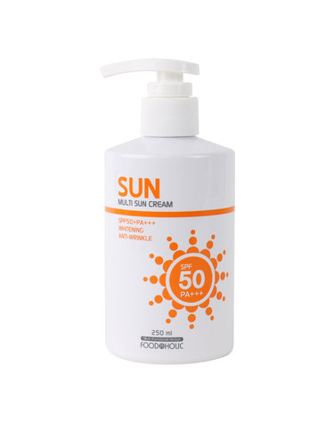 푸드어홀릭 멀티 선크림 250ml SPF50 PA+++펌프형 /백탁없는 혼합자차 썬크림 선블록 자외선차단제