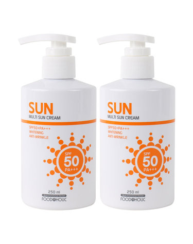 (2개)푸드어홀릭 멀티 선크림 250ml SPF50 PA+++펌프형 /백탁없는 혼합자차 썬크림 선블록 자외선차단제