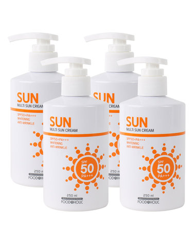 (4개)푸드어홀릭 멀티 선크림 250ml SPF50 PA+++펌프형 /백탁없는 혼합자차 썬크림 선블록 자외선차단제