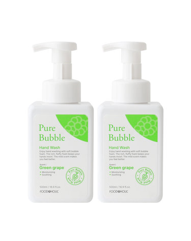 (2개)푸드어홀릭 퓨어 버블 핸드워시 청포도향 500ml/몽글몽글 깨끗해