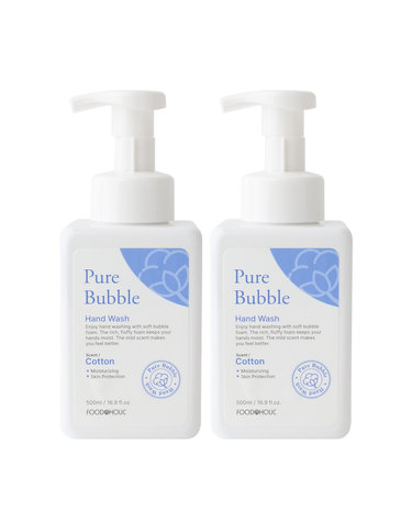(2개)푸드어홀릭 퓨어 버블 핸드워시 코튼향 500ml/몽글몽글 깨끗해