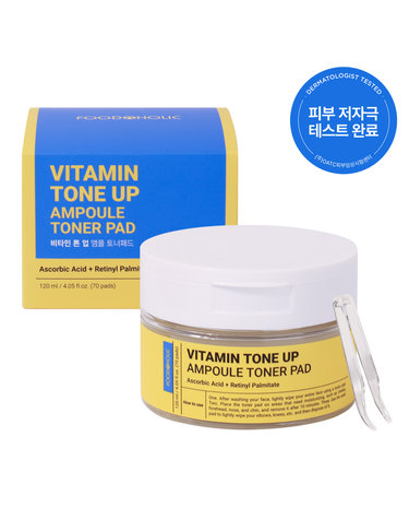 푸드어홀릭 비타민 톤업 앰플 토너패드 70매(120ml) /저자극 화이트닝 톤개선