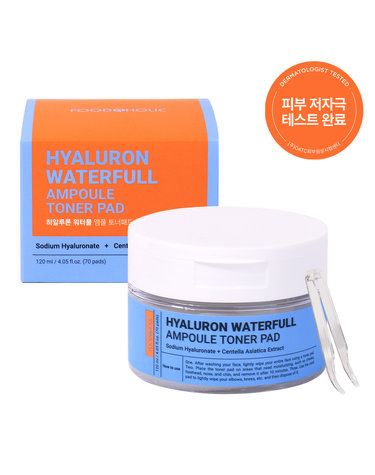 푸드어홀릭 히알루론 워터풀 앰플 토너패드 70매(120ml) /저자극 보습 주름개선