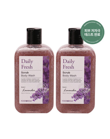 (1+1)푸드어홀릭 데일리 프레시 스크럽 바디워시 라벤더 300ml /촉촉한 저자극 각질케어