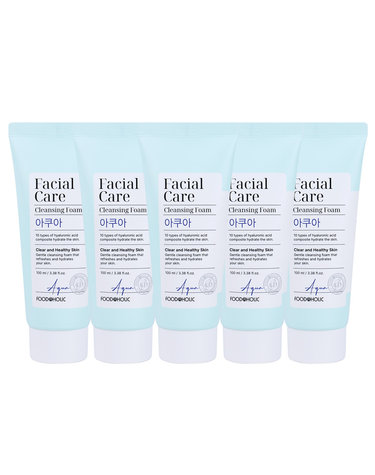 (5개)푸드어홀릭 페이셜 케어 클렌징폼 아쿠아 100ml /약알칼리성 히알루론 수분촉촉 클렌저