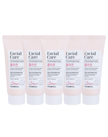(5개)푸드어홀릭 페이셜 케어 클렌징폼 콜라겐 100ml /약알칼리성 모공탄력 클렌저