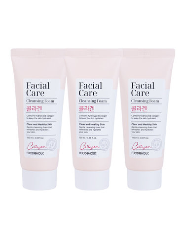 (3개)푸드어홀릭 페이셜 케어 클렌징폼 콜라겐 100ml /약알칼리성 모공탄력 클렌저