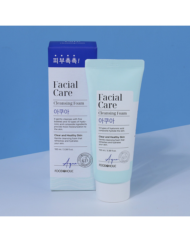 푸드어홀릭 푸드어홀릭 페이셜 케어 클렌징폼 아쿠아 100ml /약알칼리성 히알루론 수분촉촉 클렌저 착용컷