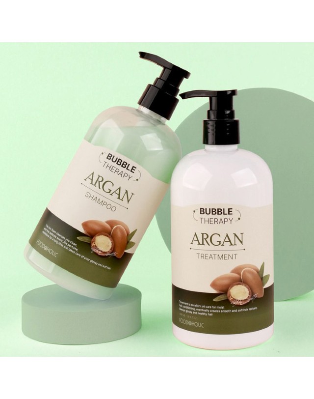 푸드어홀릭 (1+1)푸드어홀릭 버블 테라피 샴푸.트리트먼트 500+500ml 택1 /아르간 호호바 착용컷