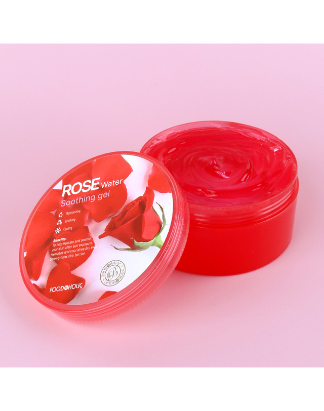 푸드어홀릭 (1+1)푸드어홀릭 로즈 워터 수딩젤 300ml /장미수 함유 순한 수분충전 수딩겔 착용컷