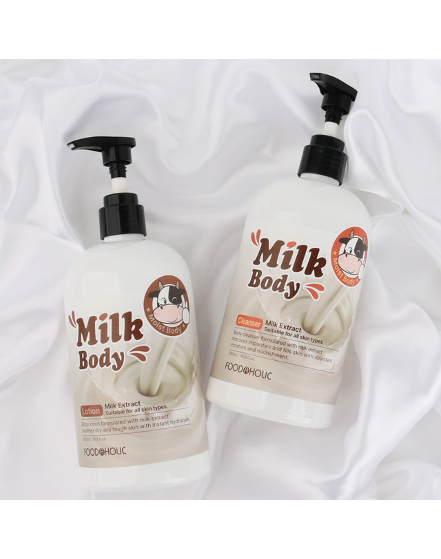 푸드어홀릭 푸드어홀릭 밀크 우유 바디클렌져.로션 500ml 택1 착용컷