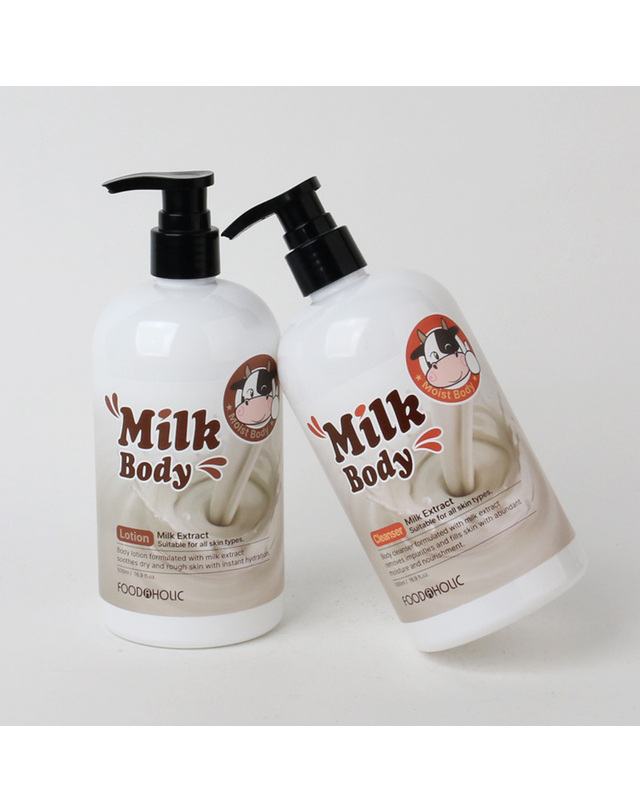푸드어홀릭 푸드어홀릭 밀크 우유 바디클렌져.로션 500ml 택1 착용컷