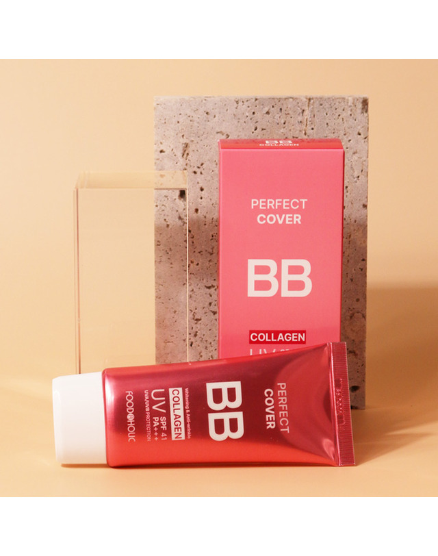 푸드어홀릭 (1+1)푸드어홀릭 퍼펙트 커버 콜라겐 비비크림 50ml SPF41 /자외선차단 톤업 결광 BB 착용컷