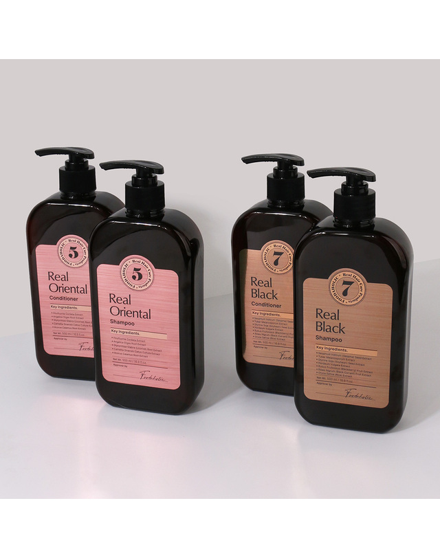 푸드어홀릭 푸드어홀릭 리얼 블랙7.오리엔탈5 샴푸.컨디셔너 500ml 택1 /약산성.케라틴 착용컷