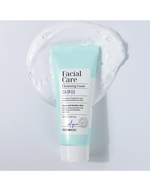 푸드어홀릭 (5개)푸드어홀릭 페이셜 케어 클렌징폼 아쿠아 100ml /약알칼리성 히알루론 수분촉촉 클렌저 착용컷