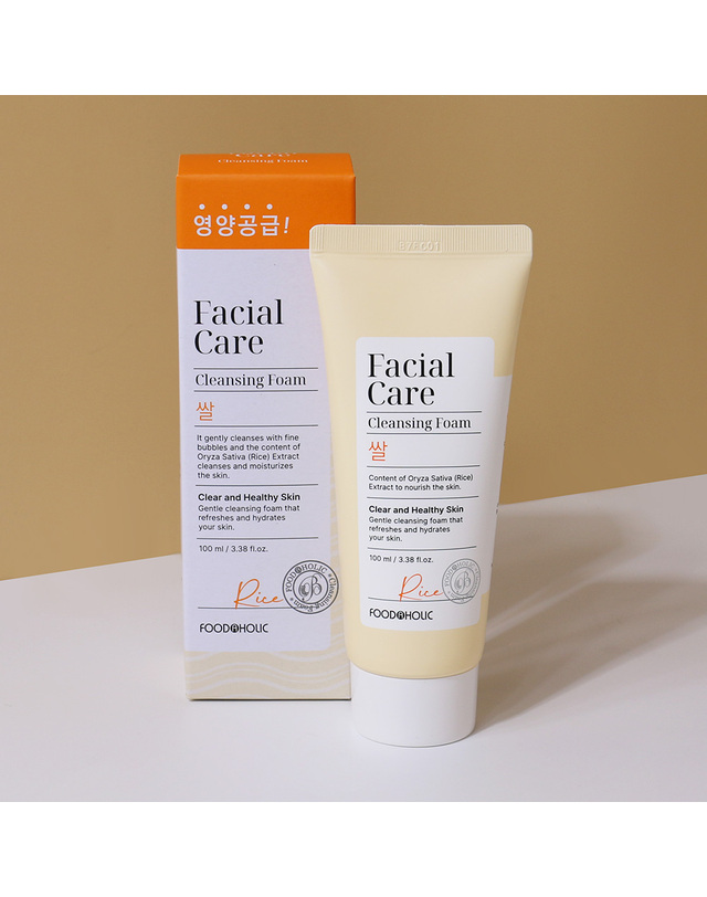 푸드어홀릭 (5개)푸드어홀릭 페이셜 케어 클렌징폼 쌀 100ml /약알칼리성 맑은피부 라이스 클렌저 착용컷