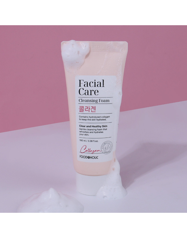 푸드어홀릭 (3개)푸드어홀릭 페이셜 케어 클렌징폼 콜라겐 100ml /약알칼리성 모공탄력 클렌저 착용컷