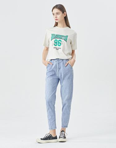 허리 밴딩 데일리 데님 롱 배기 팬츠 (BU1PT035L0)