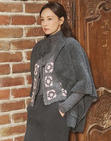 FW 알파카 울혼방 니트케이프