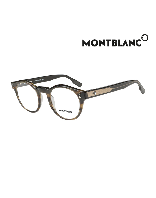 몽블랑 (최초가 420,000원) 몽블랑 안경테 MB0123O 002 라운드 아세테이트 남자 여자 안경 착용컷