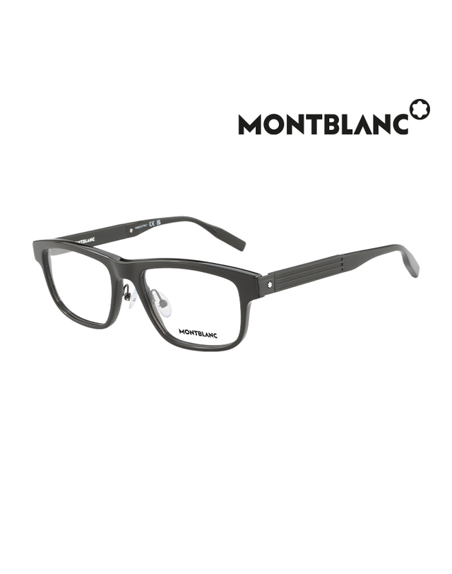 몽블랑 (최초가 470,000원) 몽블랑 안경테 MB0165O 001_N 스퀘어 아세테이트 남자 여자 안경 착용컷
