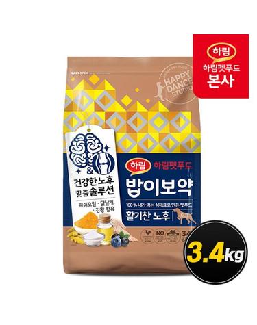 [하림펫푸드] 밥이보약 DOG 활기찬노후 3.4kg