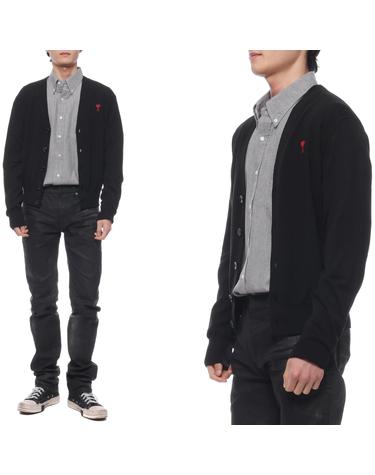 24SS 남성 하트 로고 울 가디건 (BFHKC111 KN0025 001 M 24S)