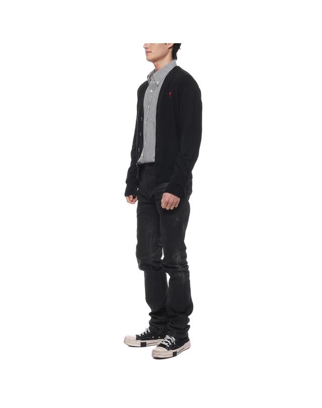 아미 24SS 남성 하트 로고 울 가디건 (BFHKC111 KN0025 001 M 24S) 착용컷