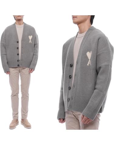 25FW 남성 하트 로고 알파카 혼방 가디건 (UKC365 KN0135 058 M 25F)