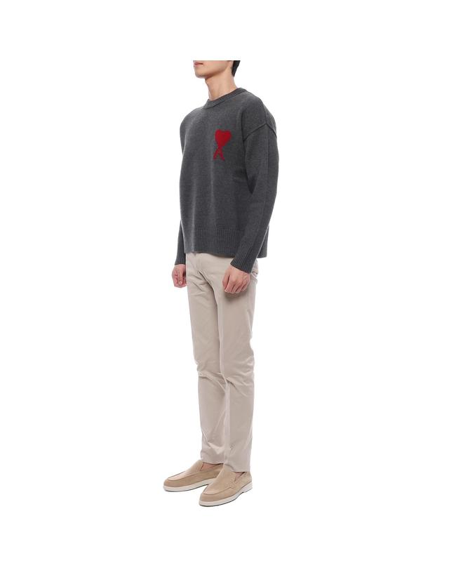 아미 25FW 남성 하트 로고 울 니트 (UKS838 018 084 M 25F) 착용컷