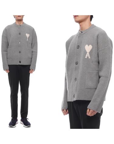 25FW 남성 하트 로고 알파카 혼방 가디건 (UKC366 KN0135 058 M 25F)