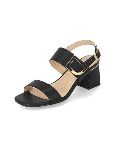 엘칸토 인텐스 여성 소가죽 더블 스트랩 미들힐 샌들 6cm LCWW34I526