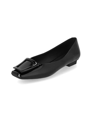 엘칸토 인텐스 여성 에나멜 스퀘어 오브제 플랫슈즈 1.5cm LCWD53I613