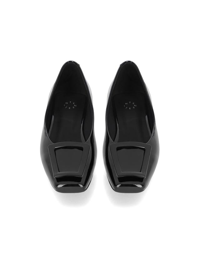 엘칸토 엘칸토 인텐스 여성 에나멜 스퀘어 오브제 플랫슈즈 1.5cm LCWD53I613 착용컷