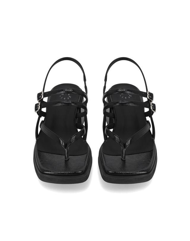 엘칸토 엘칸토 인텐스 여성 멀티 버클 플리플랍형 미드힐 샌들 4cm LCWW24I626 착용컷