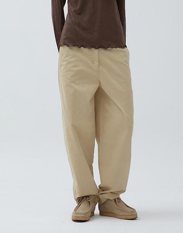 W 가먼트다잉 배럴 레그 팬츠 Beige