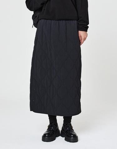 W 코지 패딩 롱 스커트 Black