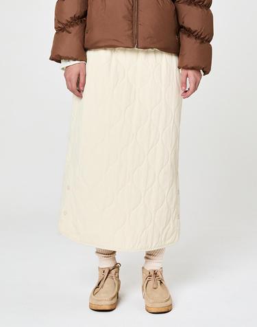 W 코지 패딩 롱 스커트 Light Beige