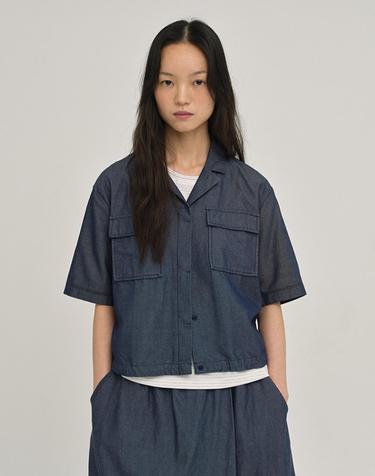 W 모달 데님 반팔 셔츠 Denim