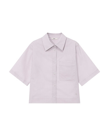W 오가닉 포켓 반팔 셔츠 Grayish Pink