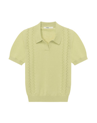 W 리피 반팔 카라 니트 Yellow Green
