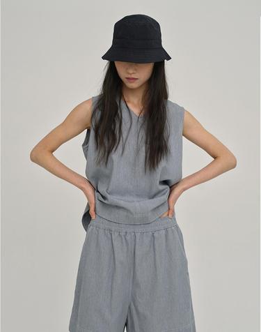 W 모달 데님 슬리브리스 탑 Light Gray